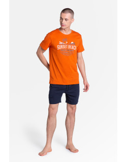 Piżama Led 38867-22X Pomarańczowo-Granatowa