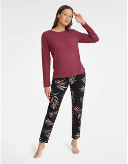 Piżama Garden 40929-83X Bordowo-Czarna