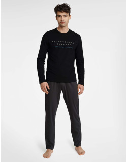 Piżama Insure 40963-99X Czarno-Ciemno Szara