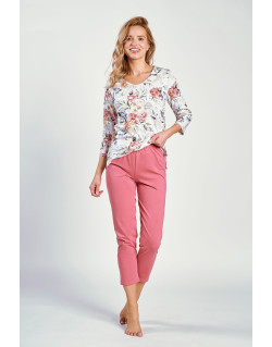 Piżama Louisa 3247 Biało-Malinowa